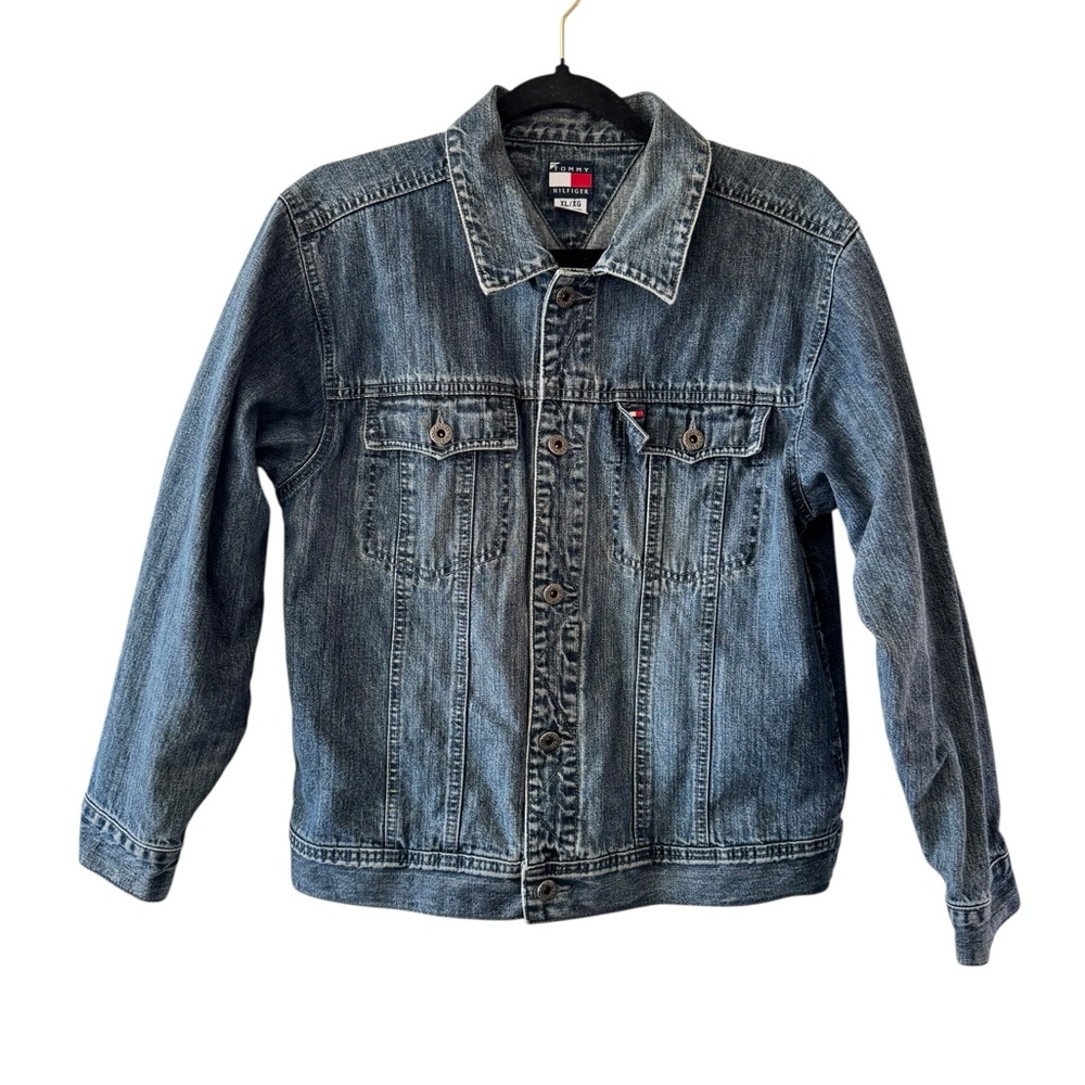 VTG Tommy Hilfiger Classic Trucker Blue Denim Jacket size XL